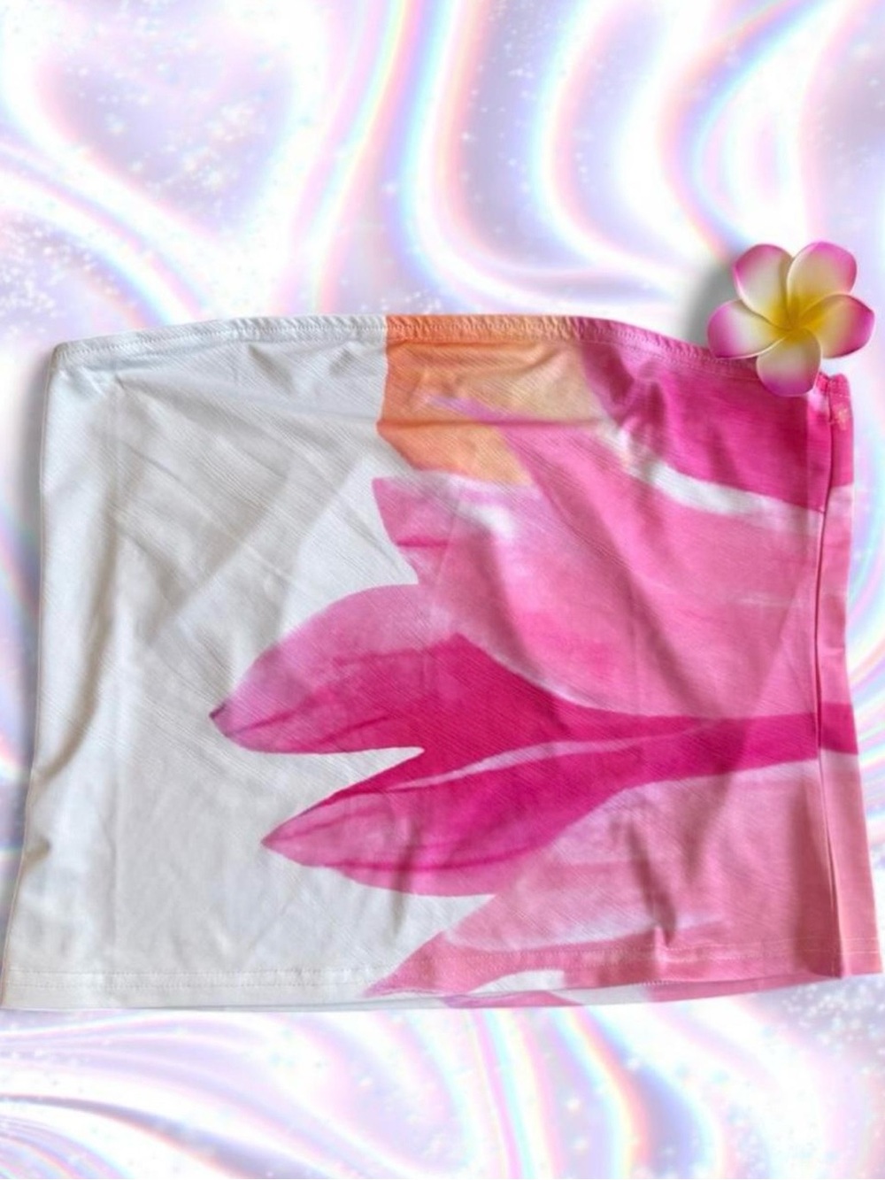 Pink & White Floral Tube Top